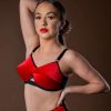 vintage style non-underwired red velvet bra