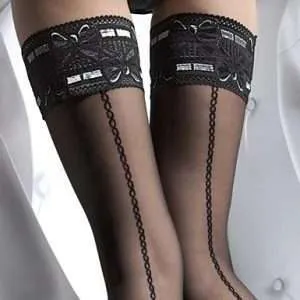 black seamed hold-up stockings, fiore melita