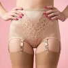 vintage style open gusset panty girdle in beige