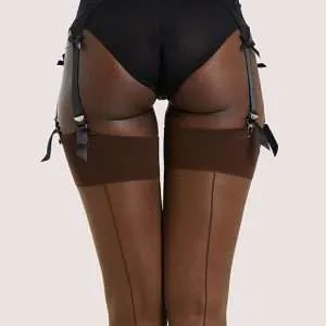 dark nude stockings with seams