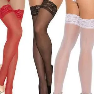 lace top stockings by Elegant Moments in regular or plus sizes