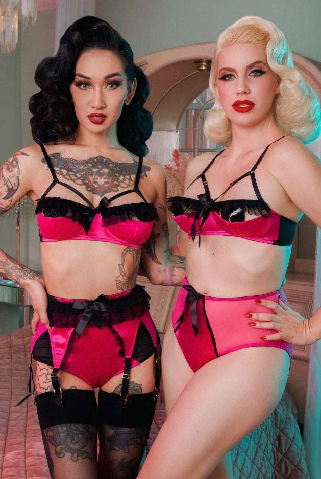 hot pink bra and knickers set