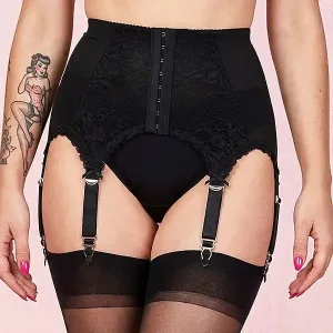 corset style 6 strap suspender belt with front fastening