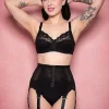 front-opening-black-suspender-belt hook & eye front opening black suspender belt