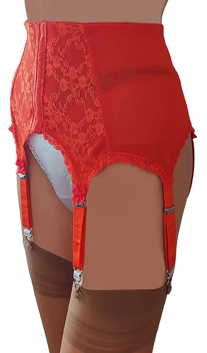 red-lace-front-opening-suspender-belt red lace front suspender belt / garter belt with front fastening