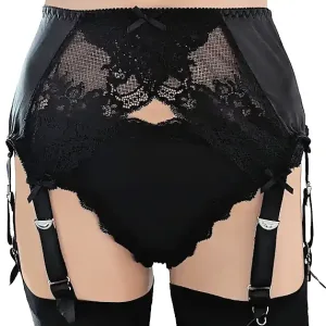 Black satin 8 strap suspender belt