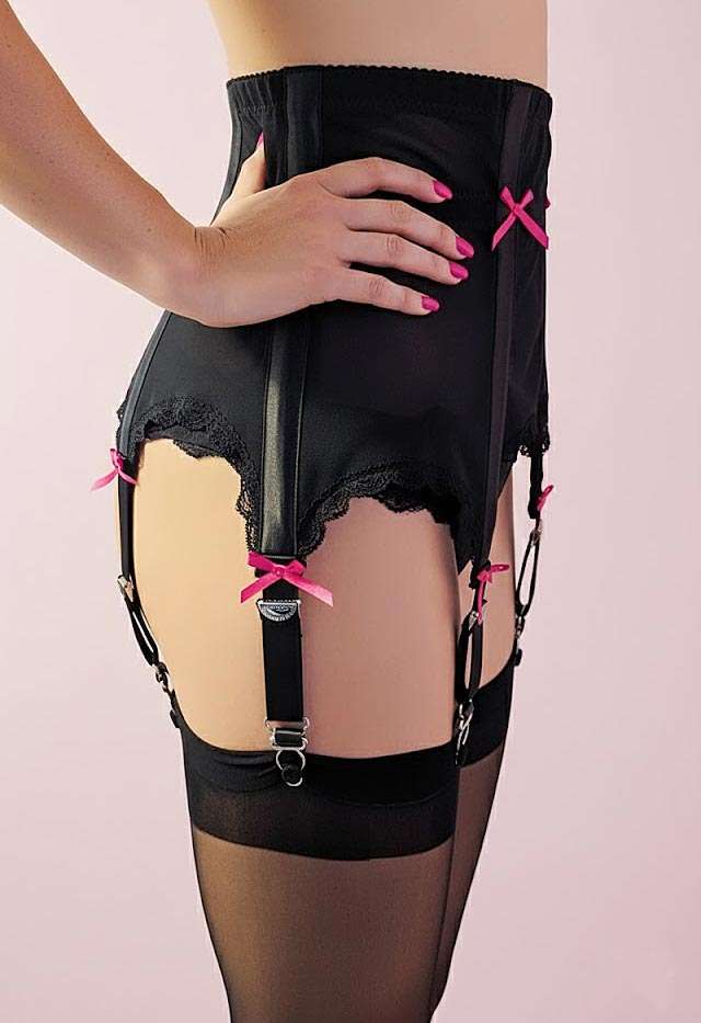6 Strap High Waist Boned Power Mesh Suspender Belt