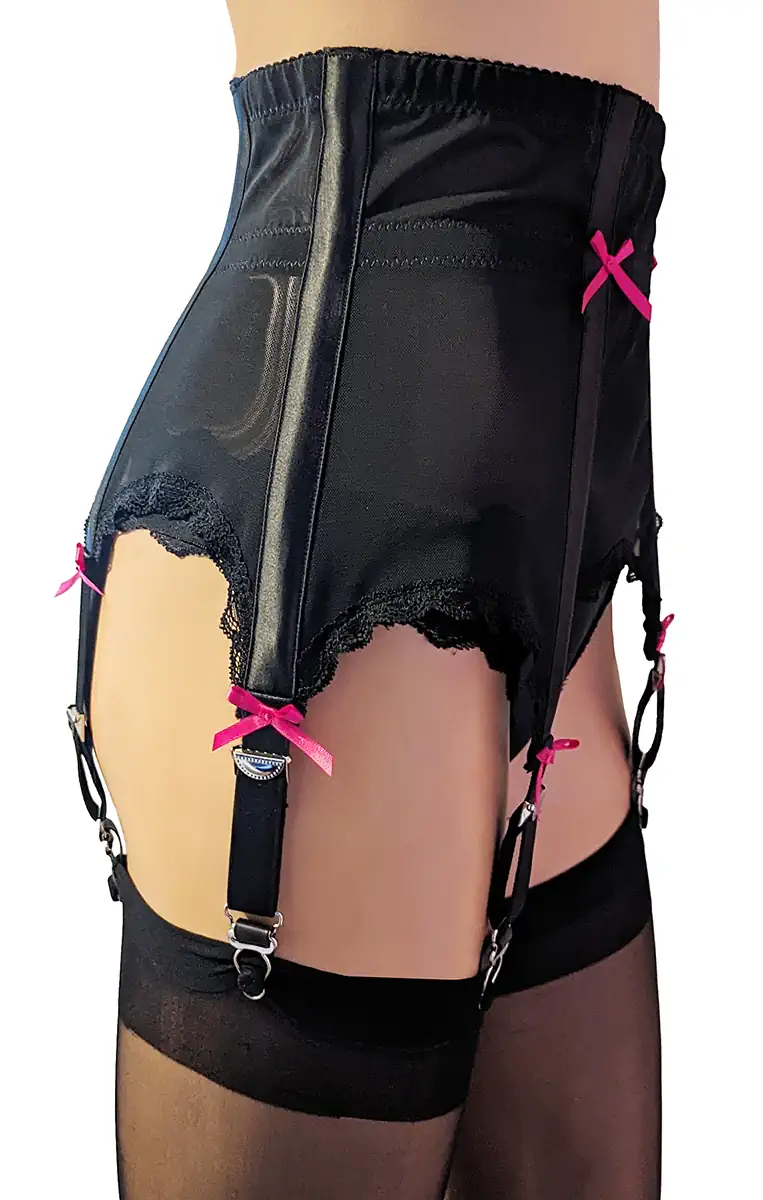 Strap High Waist Boned Power Mesh Suspender Belt