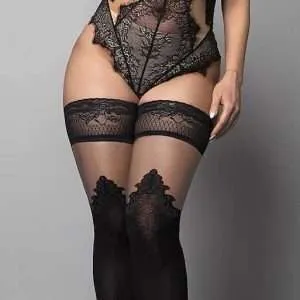 40 denier plus size holdup stockings in black, ballerina 593
