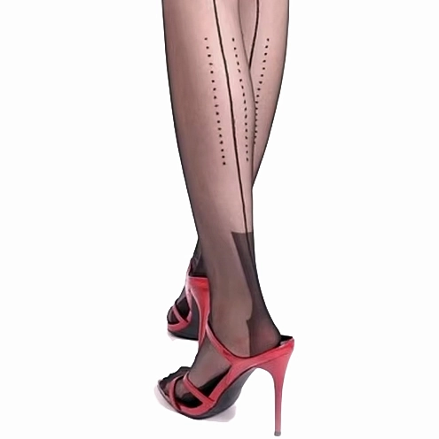 cuban heeled nylon stockings with seams