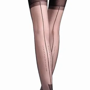 black nylon stockings with seams and extended cuban heel