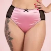 pink-and-black-satin-panties pink and black high waist panties in satin and power mesh