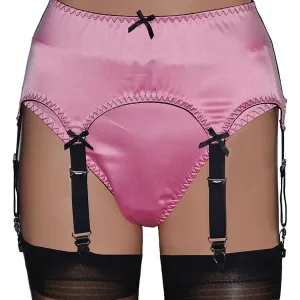 power mesh and satin 6 strap suspender belt