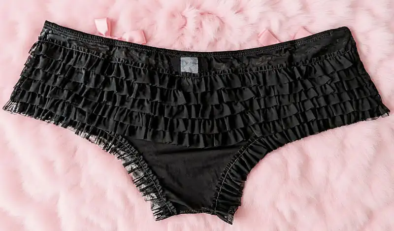 Back View - black frilly panties
