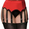 plain-panel-10-strap-suspender-belt-red plain panel suspender in red with 10 straps