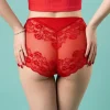 back-view-high-waist-satin-lace-knickers back view vintage inspired high waist knickers in red