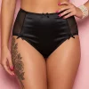 black-satin-and-power-mesh-panties-sp black satin and power mesh panties in high waisted vintage style