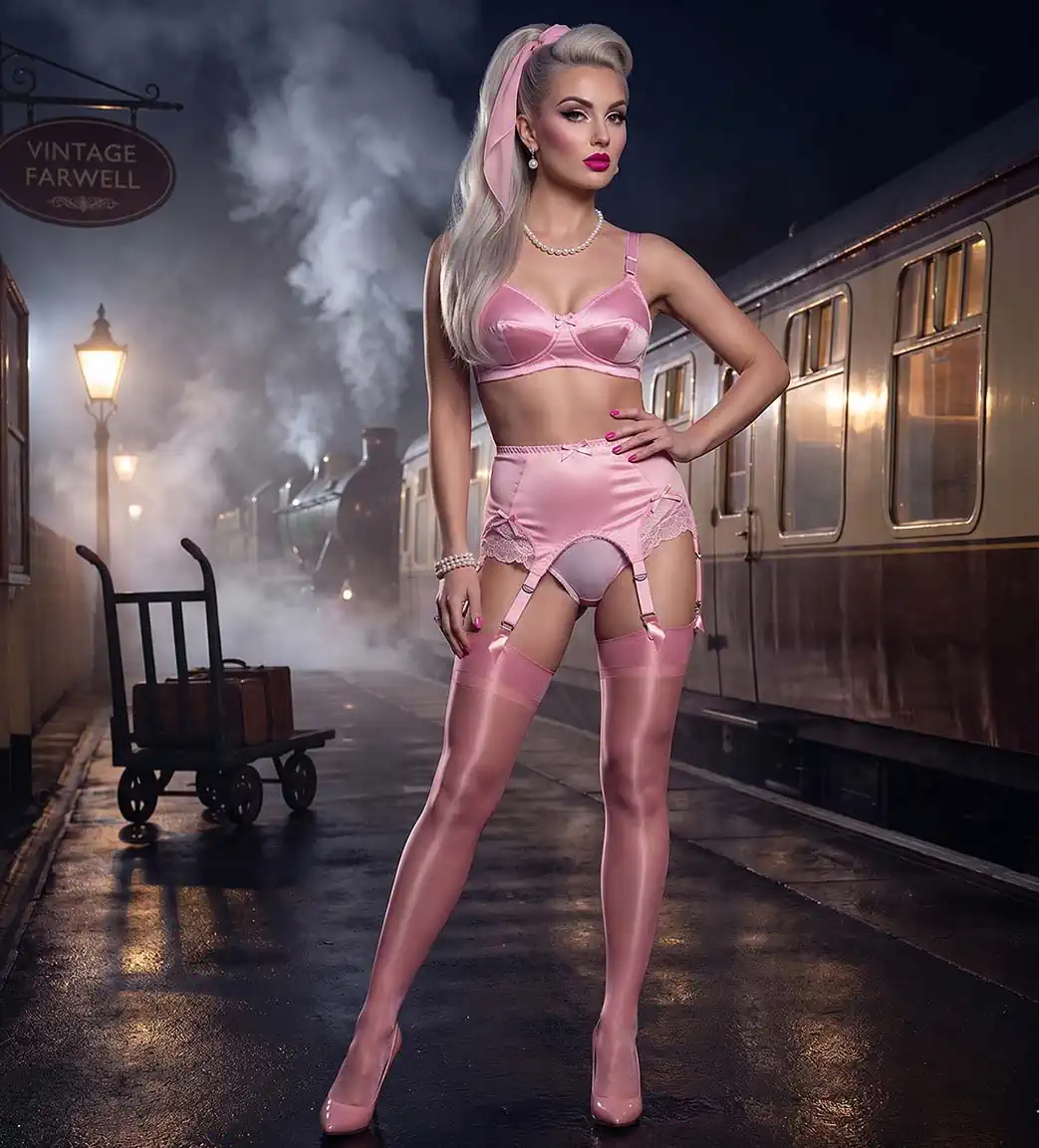 model-wearing-our-pink-6-strap-garter-belt full length photo of a model wearing our pink 6 strap garter belt