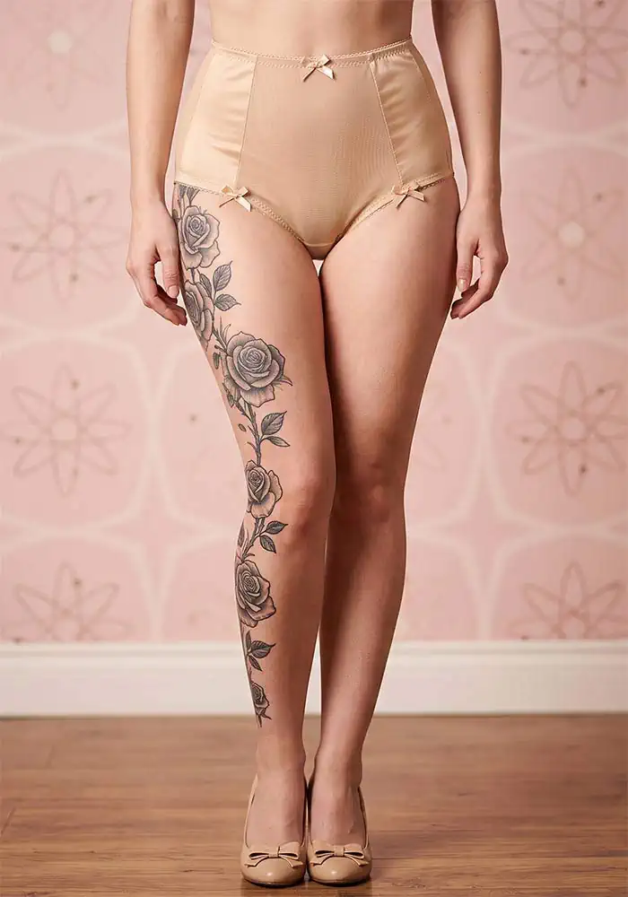 beige vintage style panties with high waist and full bottom coverage