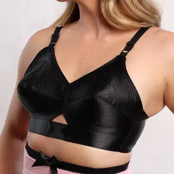 authentic 1950s style black satin bullet bra
