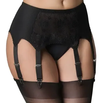 8 strap lace front suspender belt in black, red or white