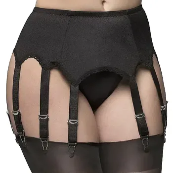 plain panel black 10 strap suspender belt